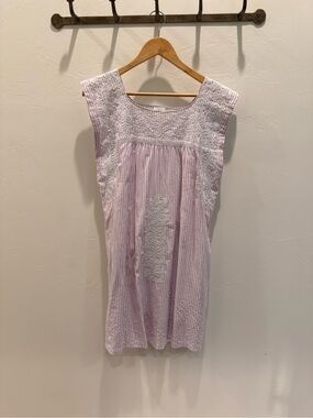 J Marie Embroidered Lilac Striped Dress